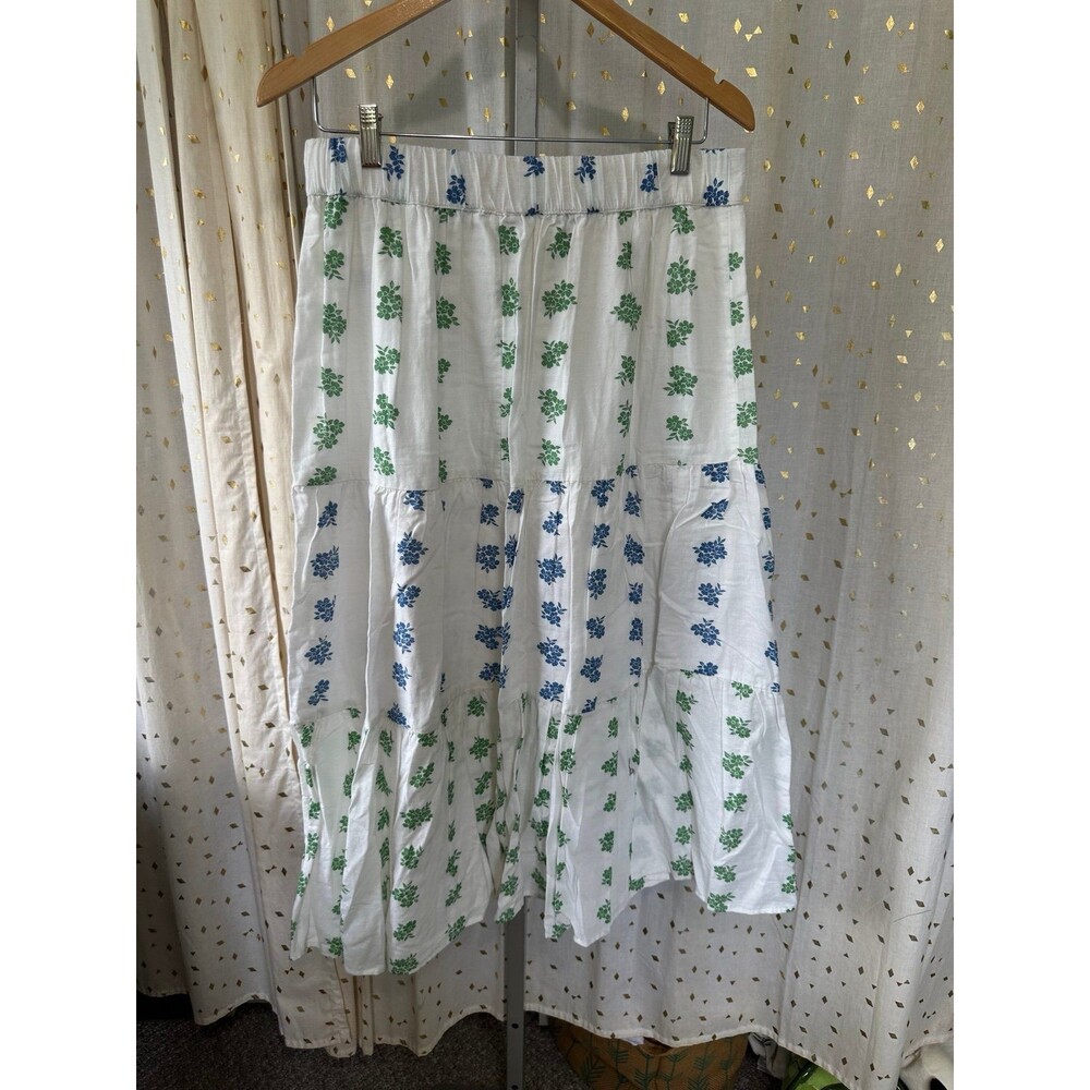 American Eagle Boho Cotton Linen Blend Floral Tiered Crop Tank Maxi Skirt Set L - Picture 6 of 8